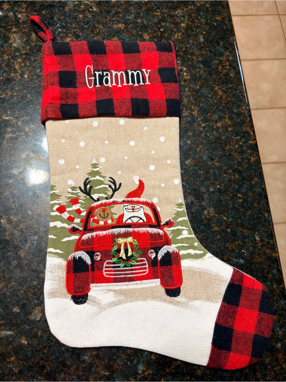 NWOT Red and Black Buffalo Plaid 'Grammy' Christmas Stocking
